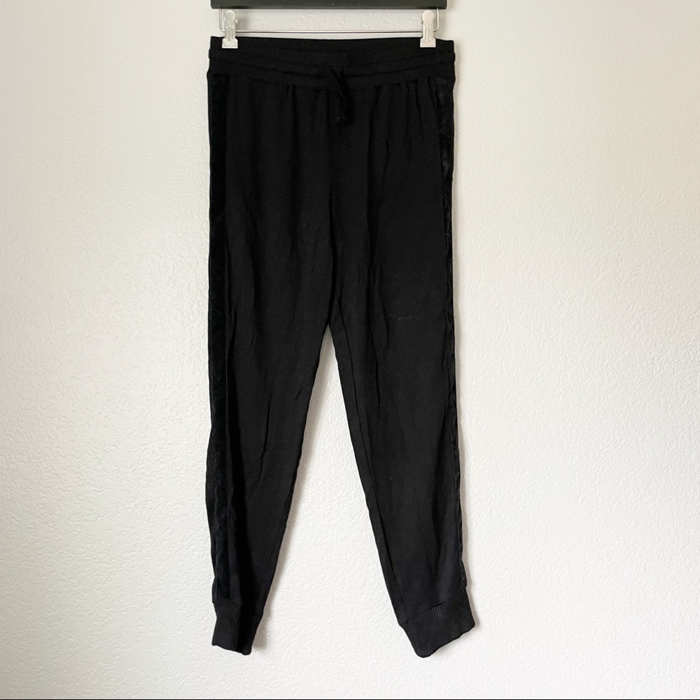 SPLENDID Supersoft Black Lounge Velvet Stripe Joggers XS